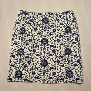 Skirt Lauren Ralph Lauren Blue White Floral SZ 10